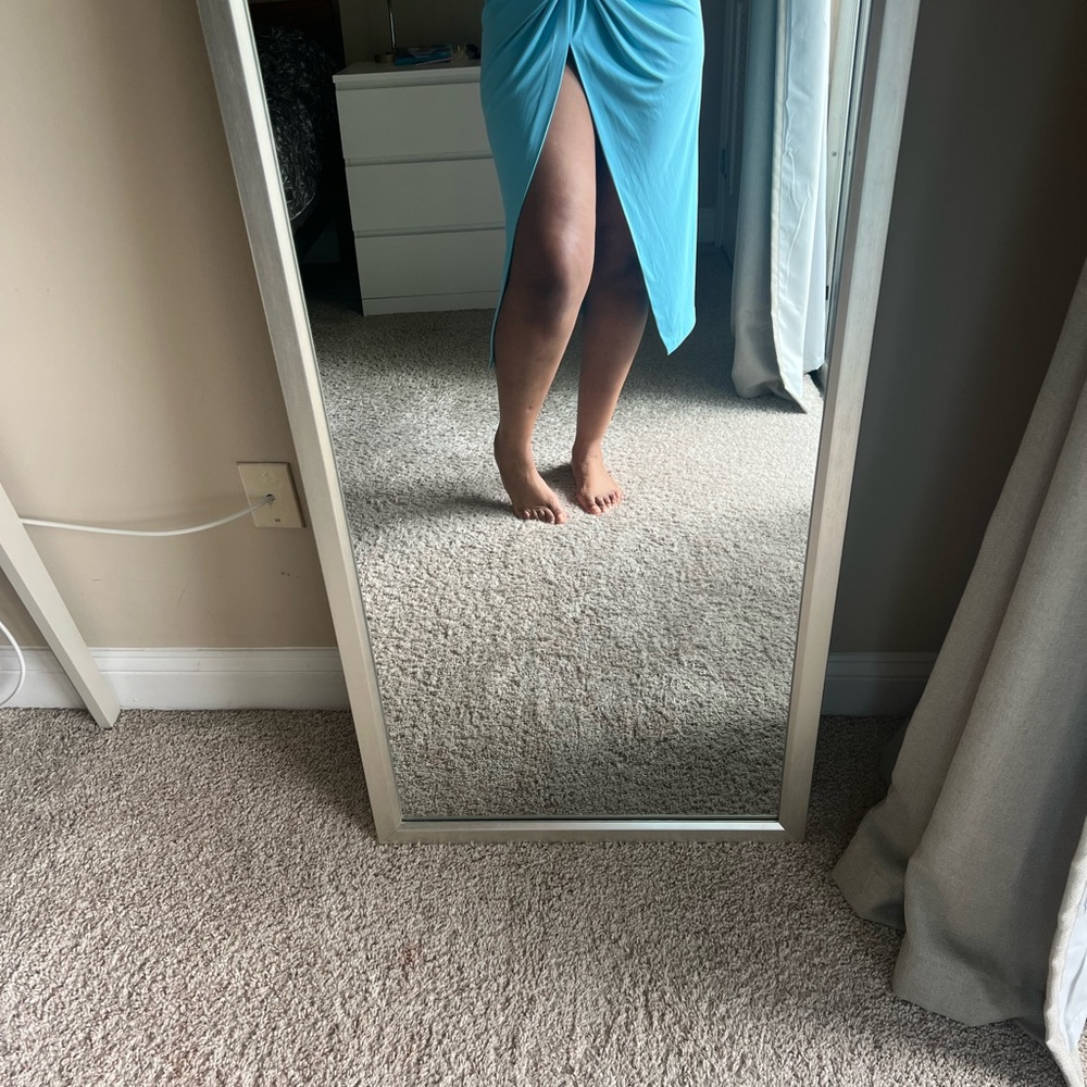 Zara Asymmetrical Skirt in Light Blue - Picture 2 of 5